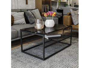 Asude" wooden coffee table - 95 x 55 x 42 cm - Black 2