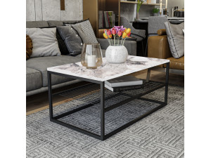 Asude" wooden coffee table - 95 x 55 x 42 cm - White 2