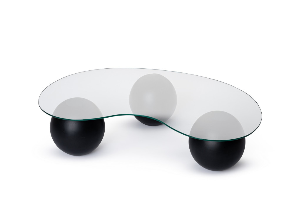 Sphere" glass coffee table - 120 x 70 x 30 cm - Black