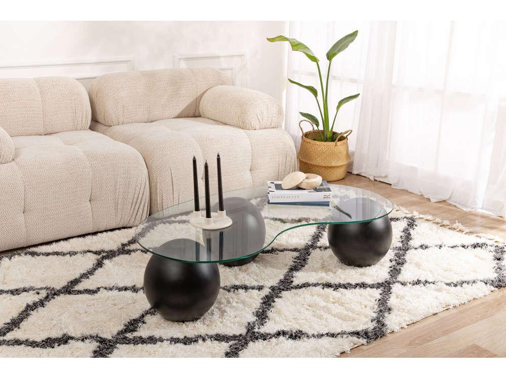 Sphere" glass coffee table - 120 x 70 x 30 cm - Black