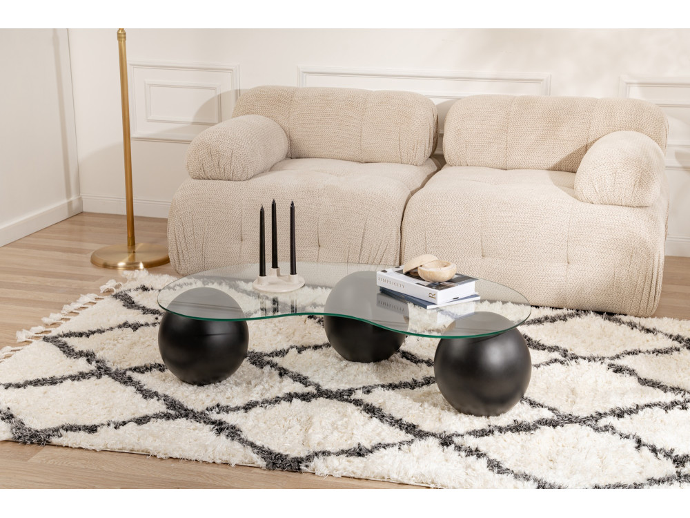 Sphere" glass coffee table - 120 x 70 x 30 cm - Black