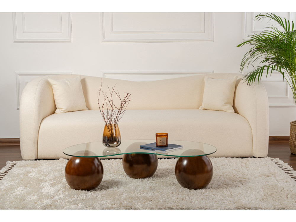 Sphere" glass coffee table - 120 x 70 x 30 cm - Brown