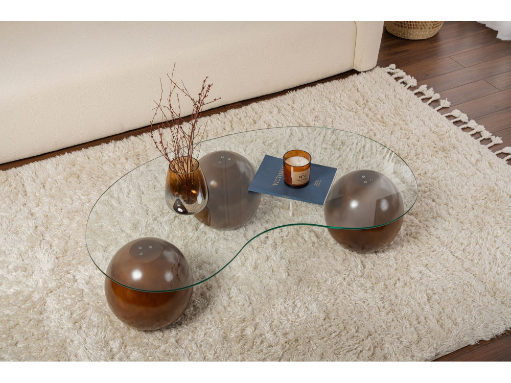 Sphere" glass coffee table - 120 x 70 x 30 cm - Brown