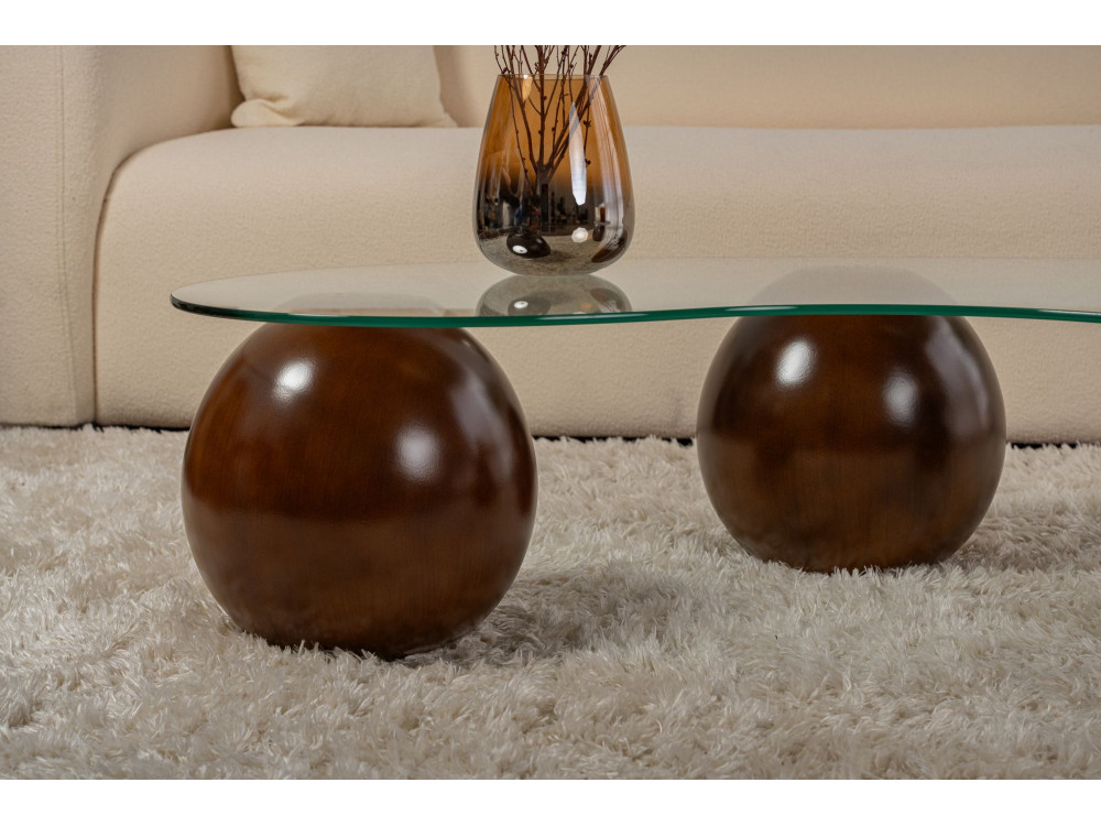 Sphere" glass coffee table - 120 x 70 x 30 cm - Brown