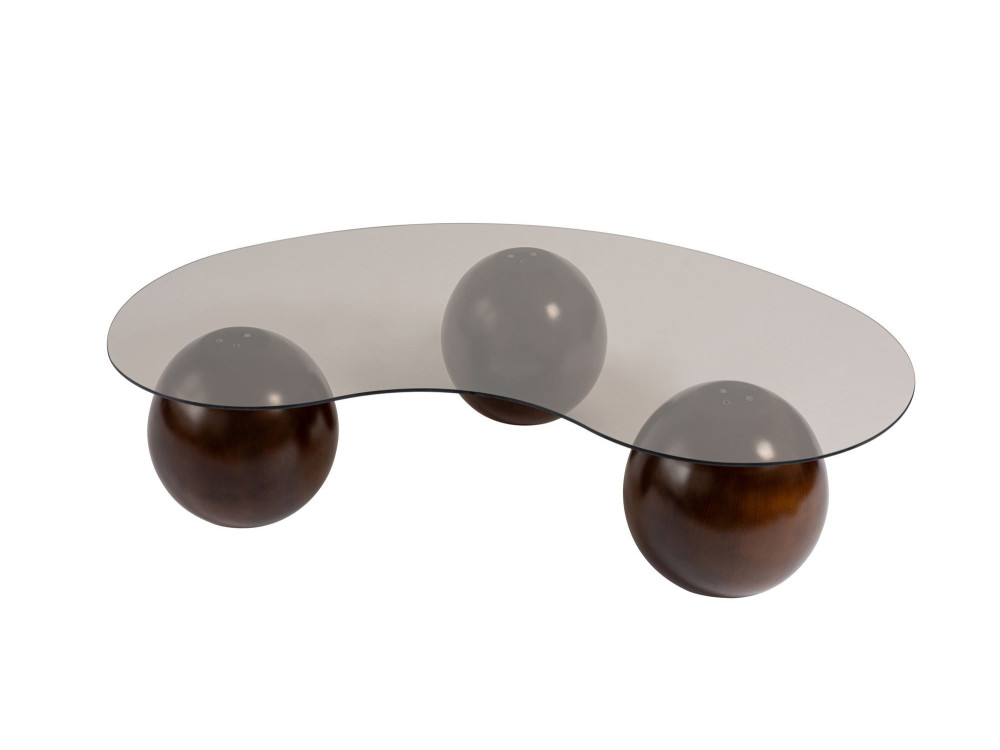 Sphere" glass coffee table - 120 x 70 x 30 cm - Brown