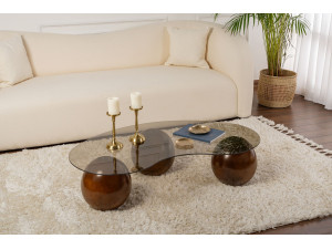 Sphere" glass coffee table - 120 x 70 x 30 cm - Brown 2