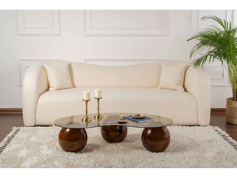 Sphere" glass coffee table - 120 x 70 x 30 cm - Brown