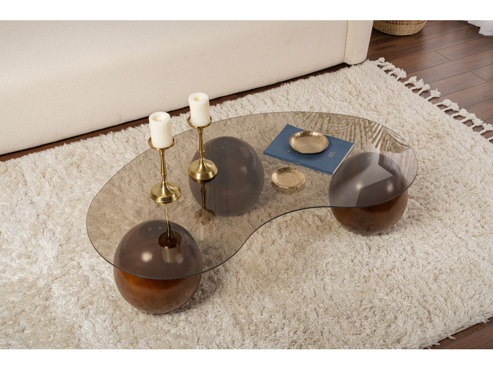 Sphere" glass coffee table - 120 x 70 x 30 cm - Brown