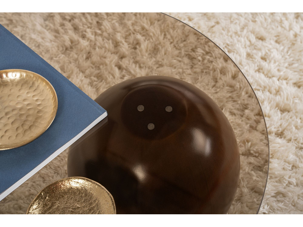 Sphere" glass coffee table - 120 x 70 x 30 cm - Brown
