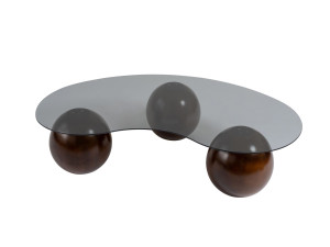 Sphere" glass coffee table - 120 x 70 x 30 cm - Brown