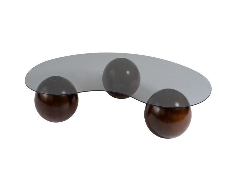 Sphere" glass coffee table - 120 x 70 x 30 cm - Brown