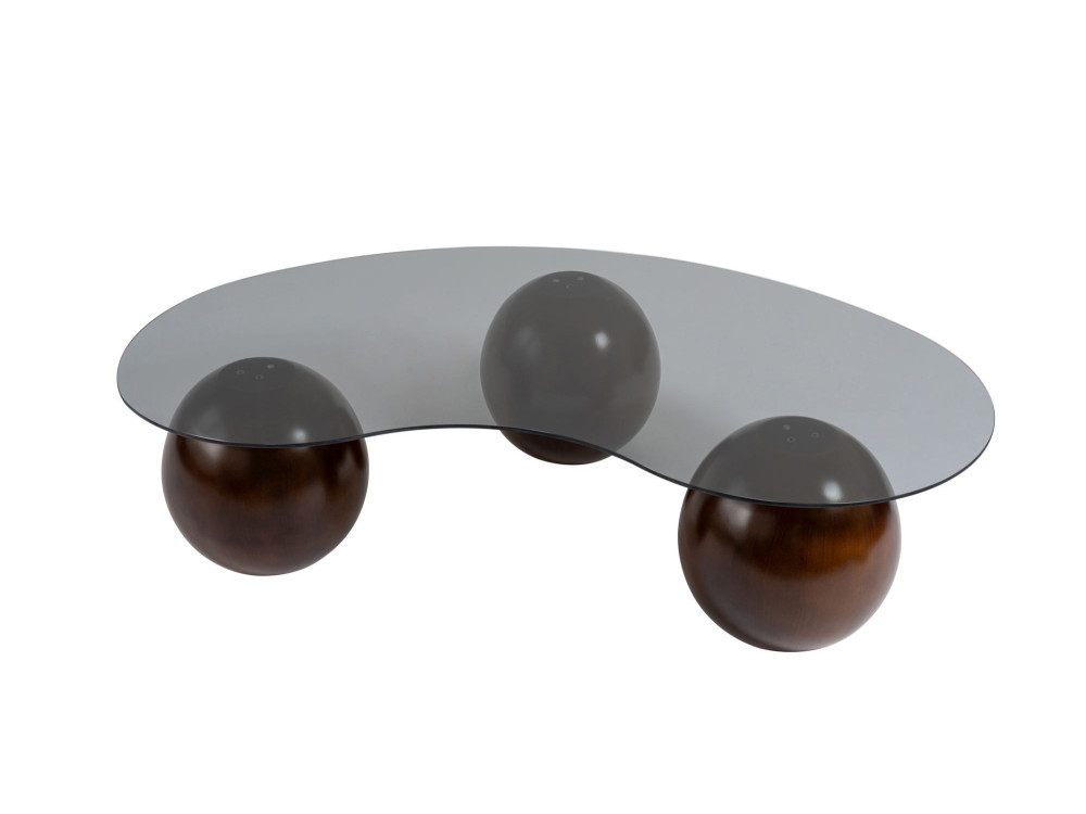 Sphere" glass coffee table - 120 x 70 x 30 cm - Brown