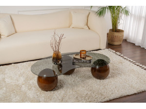 Sphere" glass coffee table - 120 x 70 x 30 cm - Brown 2