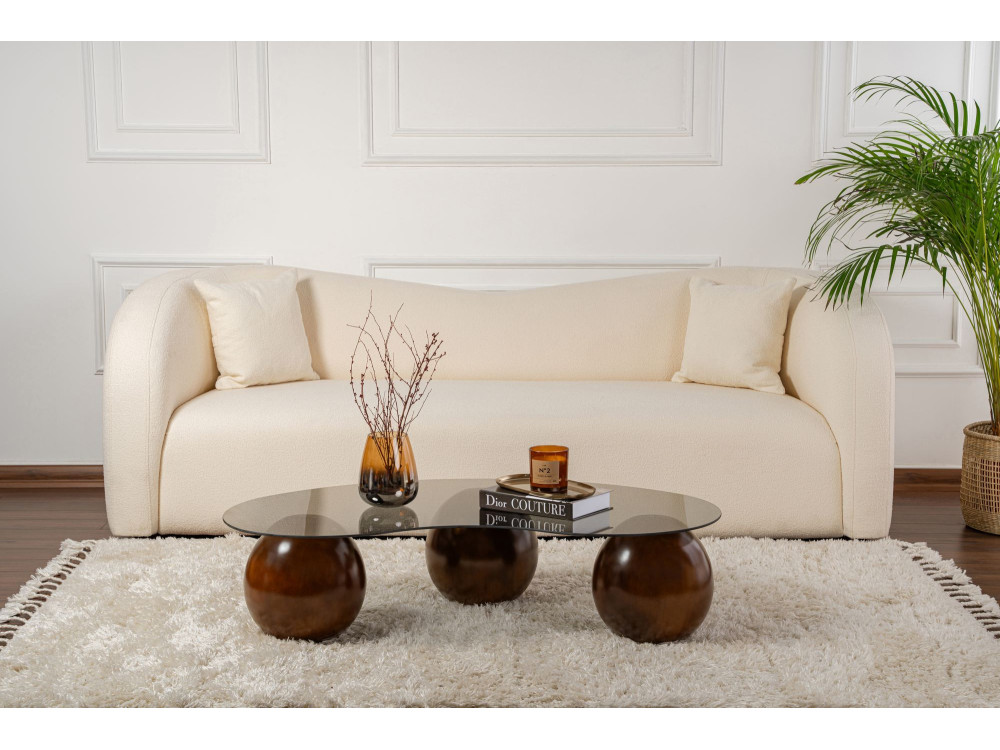 Sphere" glass coffee table - 120 x 70 x 30 cm - Brown