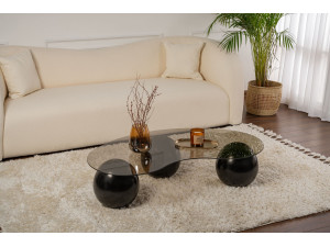 Sphere" glass coffee table - 120 x 70 x 30 cm - Black 2