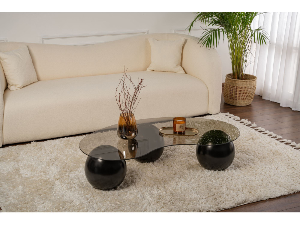 Sphere" glass coffee table - 120 x 70 x 30 cm - Black