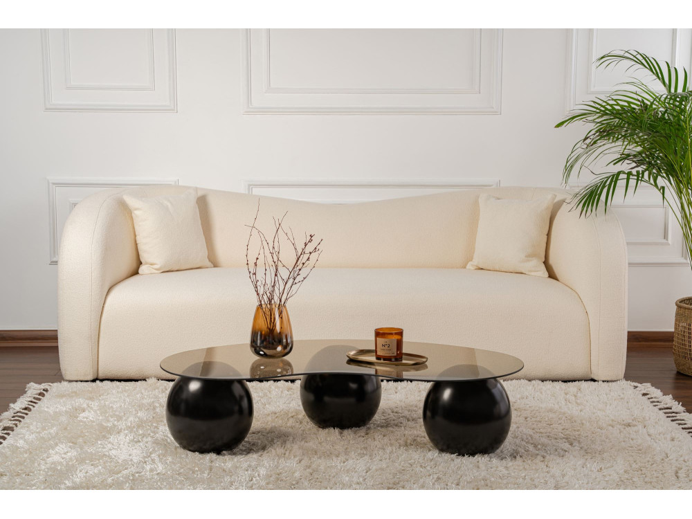 Sphere" glass coffee table - 120 x 70 x 30 cm - Black