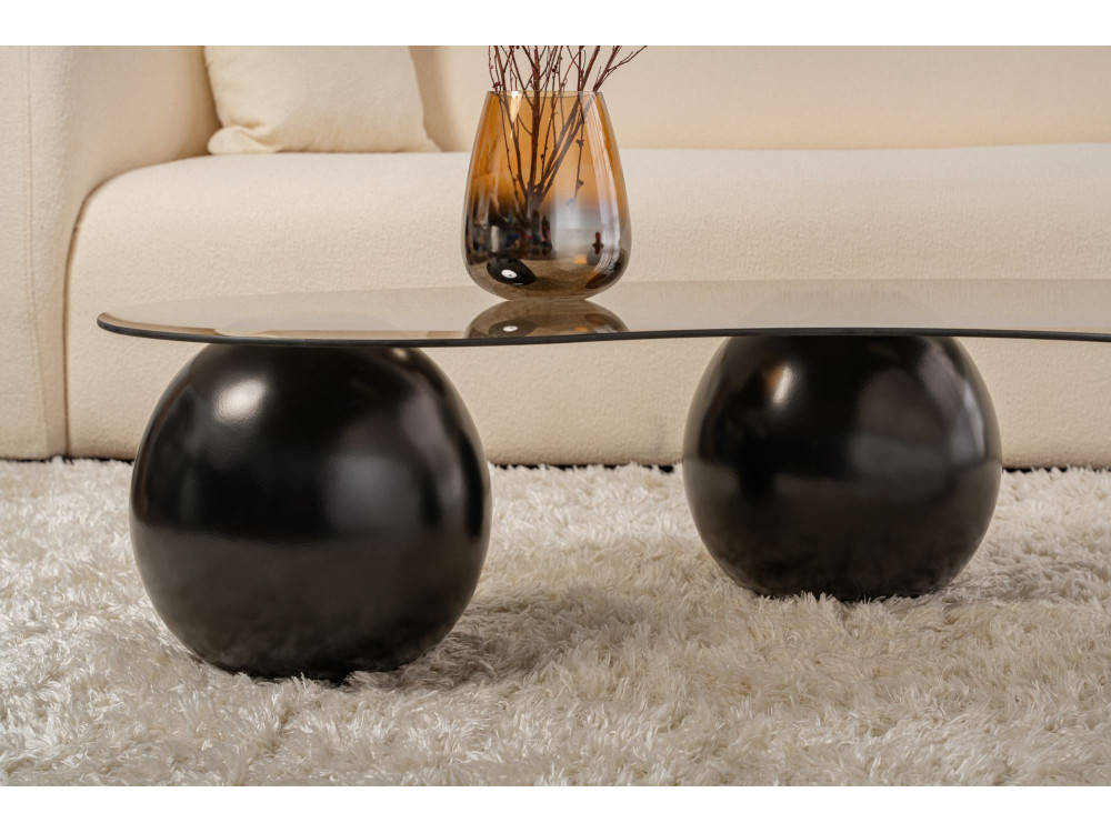 Sphere" glass coffee table - 120 x 70 x 30 cm - Black