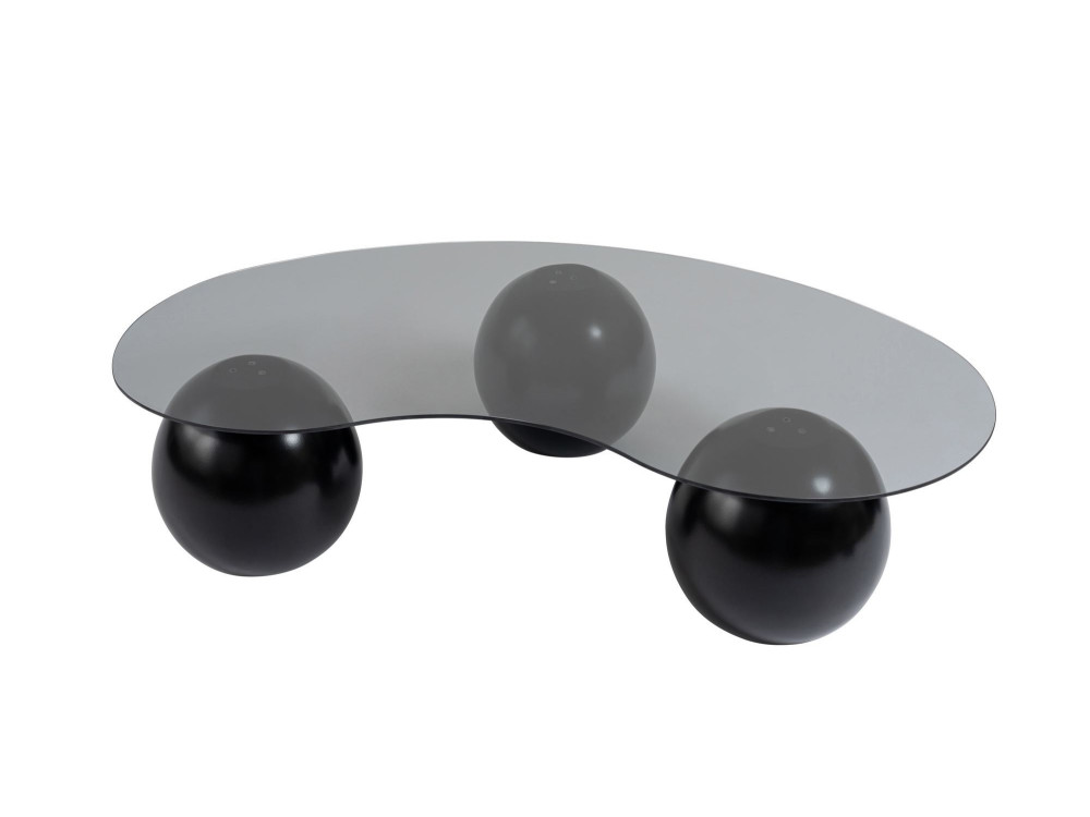 Sphere" glass coffee table - 120 x 70 x 30 cm - Black