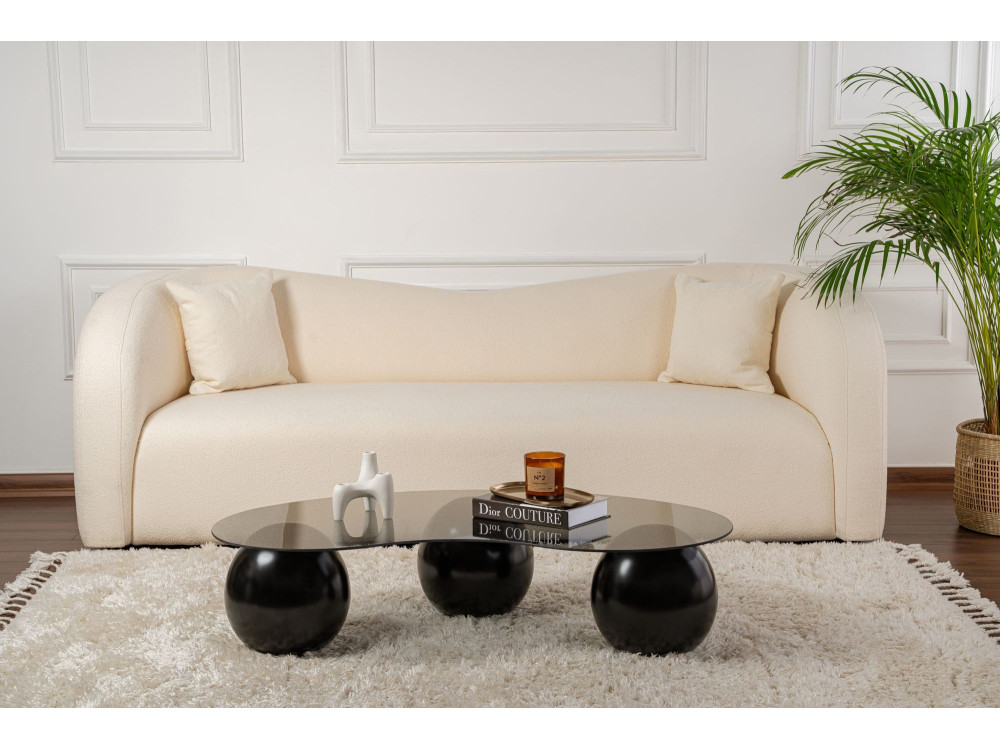 Sphere" glass coffee table - 120 x 70 x 30 cm - Black