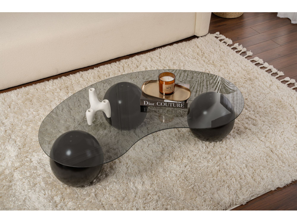 Sphere" glass coffee table - 120 x 70 x 30 cm - Black