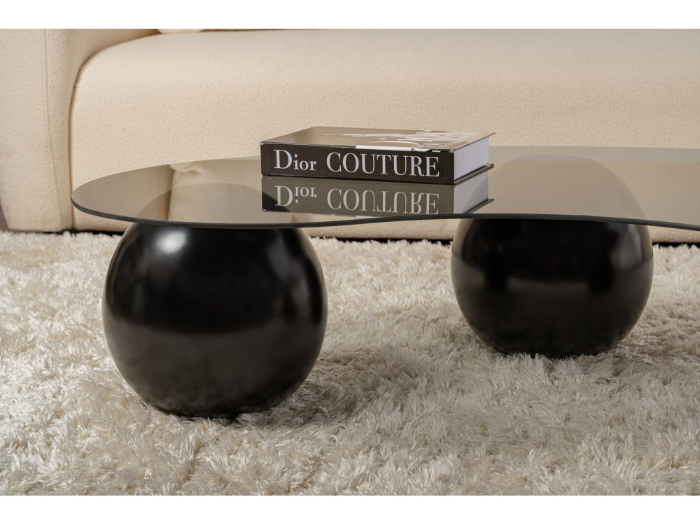 Sphere" glass coffee table - 120 x 70 x 30 cm - Black