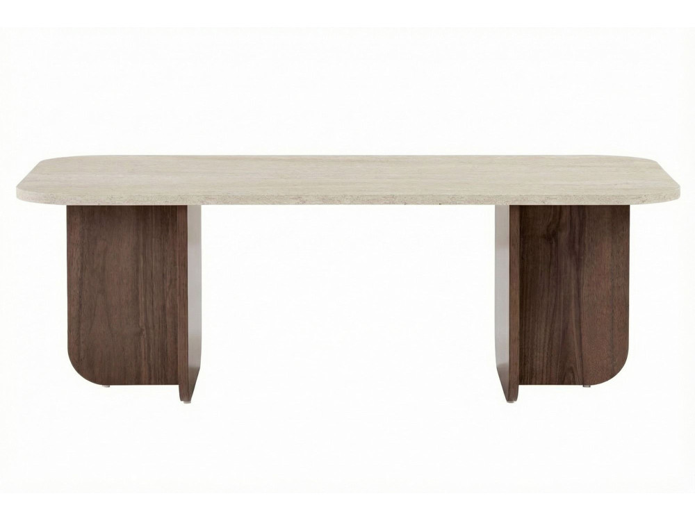Akira" wooden coffee table - 120 x 60 x 41 cm - Travertine