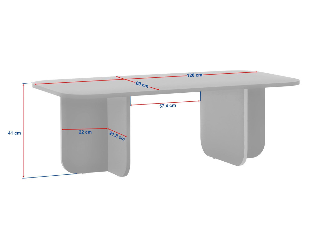 Akira" wooden coffee table - 120 x 60 x 41 cm - Travertine