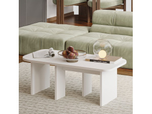Iris" wooden coffee table set - 90 x 45 x 35 cm - White 2