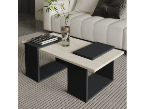 Matris" wooden coffee table - 90 x 46 x 37 cm - Anthracite grey 2