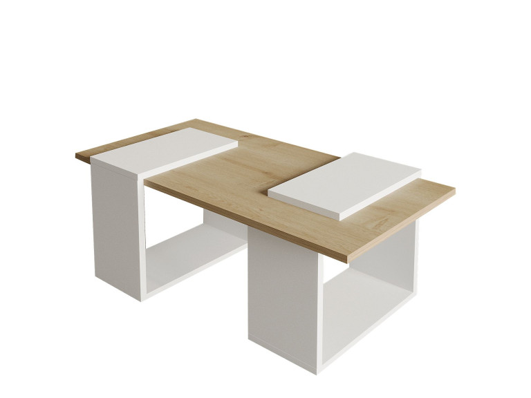 Matris" wooden coffee table - 90 x 46 x 37 cm - White