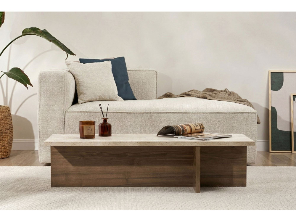 Harbor" wooden coffee table - 120 x 45 x 30 cm - Travertine