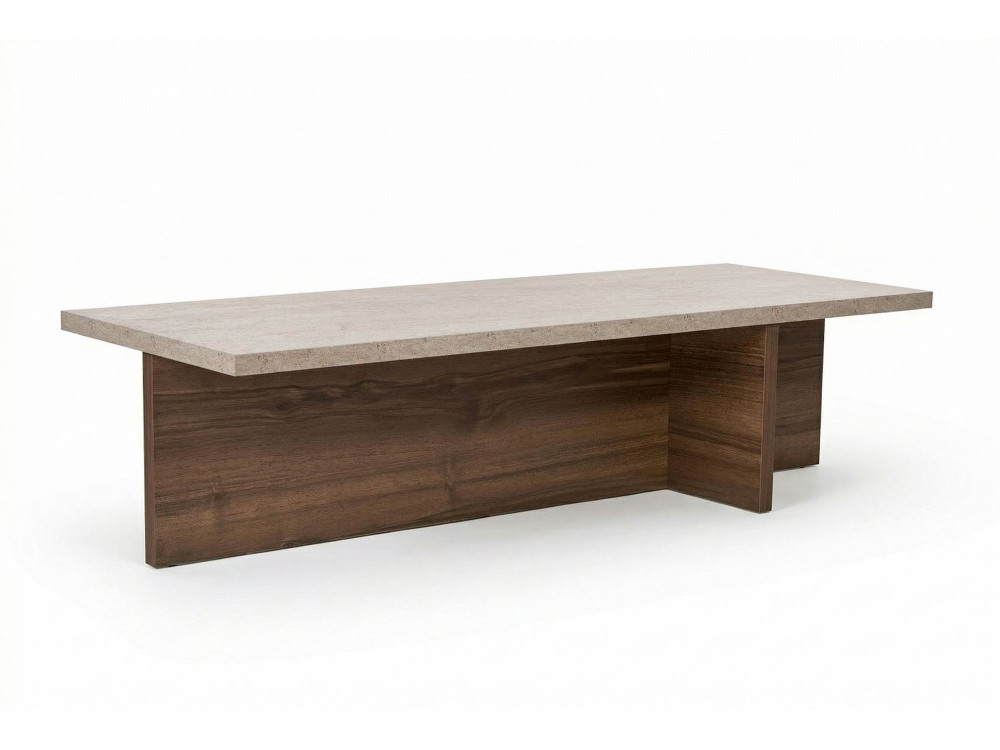 Harbor" wooden coffee table - 120 x 45 x 30 cm - Travertine
