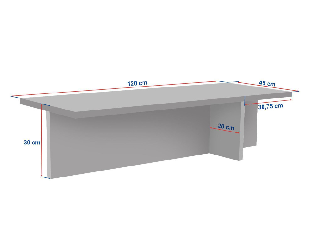 Harbor" wooden coffee table - 120 x 45 x 30 cm - Travertine