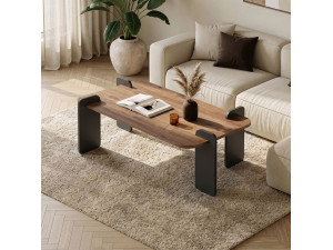 Renard" wooden coffee table - 120 x 60 x 35 cm - Light brown 2