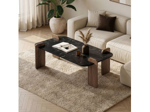Renard" wooden coffee table - 120 x 60 x 35 cm - Black 2