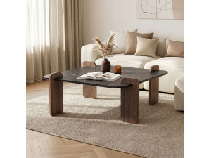 Marais" wooden coffee table - 90 x 90 x 35 cm - Black 2