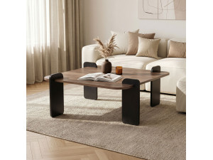 Marais" wooden coffee table - 90 x 90 x 35 cm - Brown 2