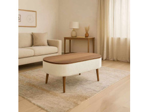 Noya" wooden coffee table - 90 x 60 x 43 cm - White 2