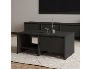 Laris" wooden coffee table - 90 x 45 x 35 cm - Anthracite grey 2