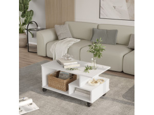 MIN9" wooden coffee table - 90 x 51 x 42 cm - White 2