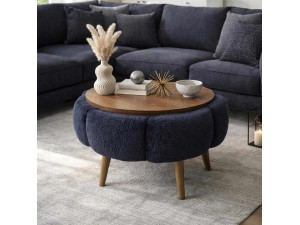 Papatya 60" wooden coffee table - 60 x 60 x 44 cm - Charcoal grey 2