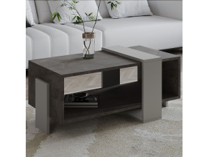 Meleni" wooden coffee table - 90 x 49 x 40 cm - Grey 2