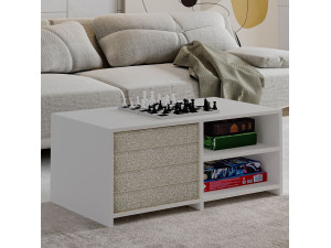 Gord" wooden coffee table - 90 x 45 x 44 cm - White 2