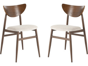 Set of 2 "Lumbra" Scandinavian-style wooden dining chairs - Brown