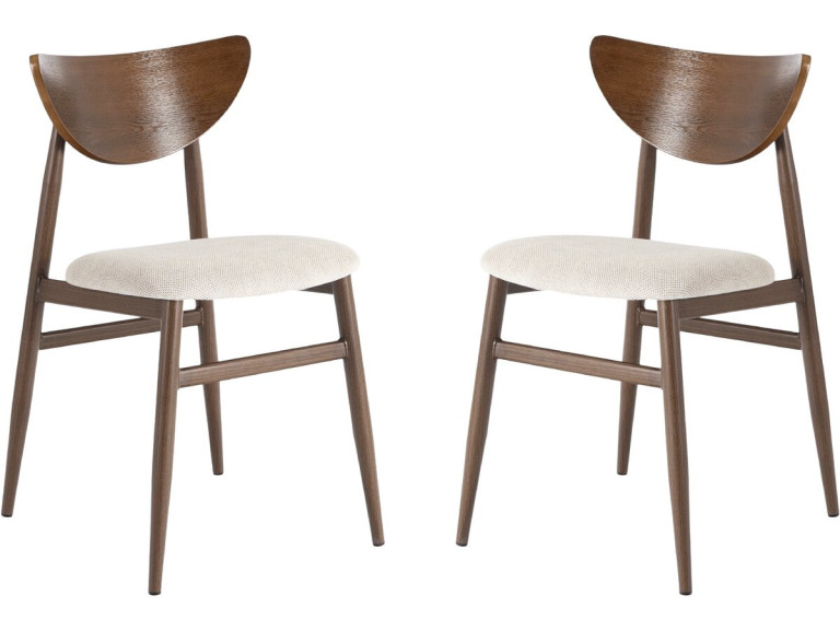 Set of 2 "Lumbra" Scandinavian-style wooden dining chairs - Brown