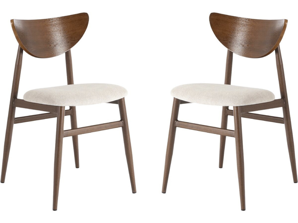 Set of 2 "Lumbra" Scandinavian-style wooden dining chairs - Brown