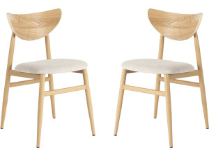 Set of 2 "Lumbra" Scandinavian-style wooden dining chairs - Beige