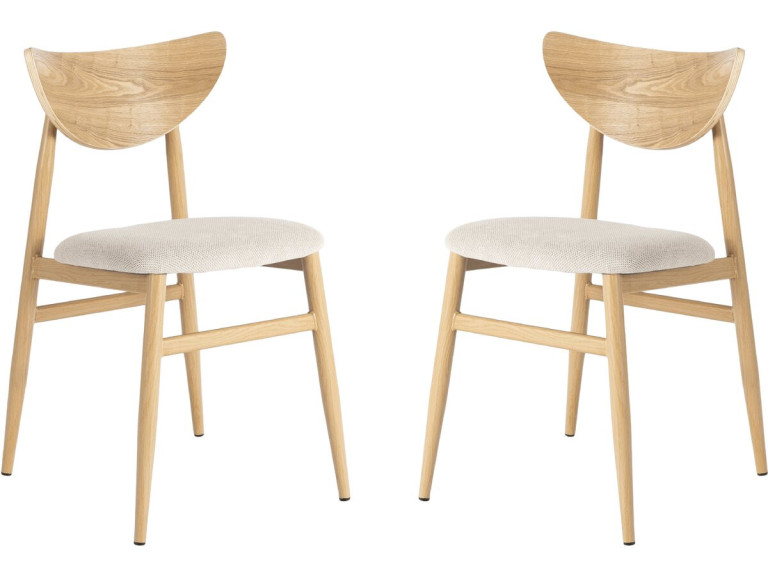 Set of 2 "Lumbra" Scandinavian-style wooden dining chairs - Beige