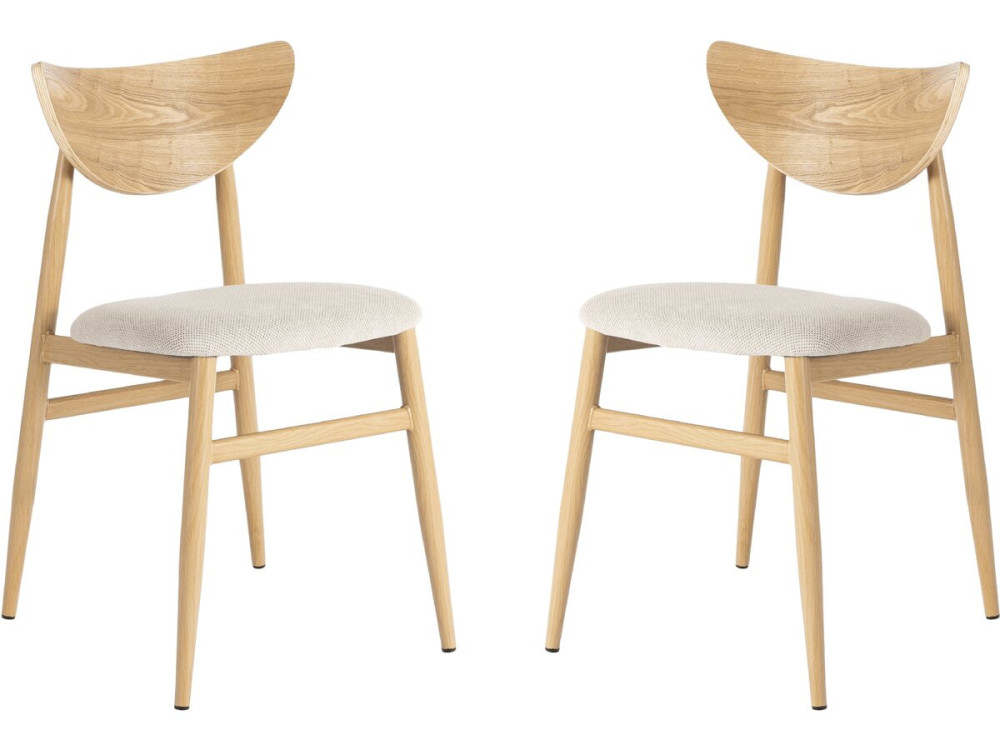 Set of 2 "Lumbra" Scandinavian-style wooden dining chairs - Beige